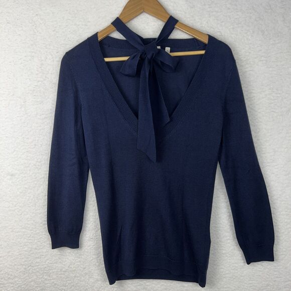 AG Adriano Goldschmied Womens Long Sleeve Pullover Sweater Neck Tie Silk Blend M - Picture 4 of 16